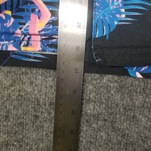 Dutch Bros Men Button Up Shirt X-Large Blue Leaf Print Hawaiian Short Sleeve - Picture 8 of 8